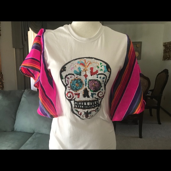 13 🖐 Handmade Skull Mexican style shirt - Picture 2 of 6